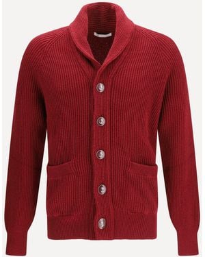 Brunello Cucinelli Ribbed Cardigan - Red