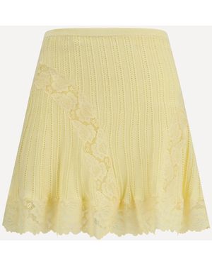 Self-Portrait Pointelle Knit Mini Skirt - Yellow