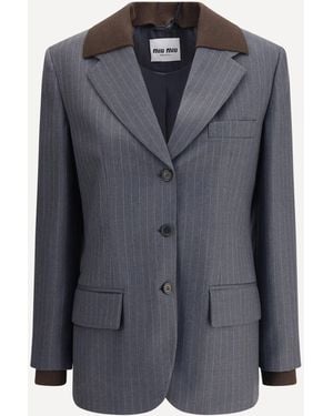 Miu Miu Striped Blazer - Blue