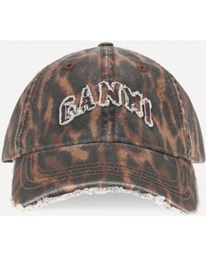 Ganni Ocelot Leopard Cap - Brown