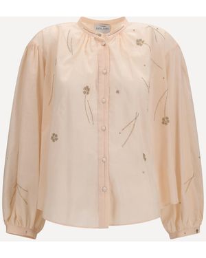 forte_forte Forte_Forte Fleurs D'Orient Embroidered Voile Bohemian Shirt - Natural