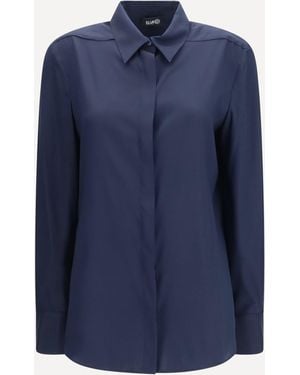 Ella Silk Shirt With Back Gathering - Blue
