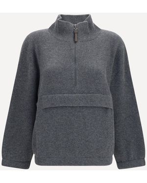 Brunello Cucinelli Cashmere Half-Zip Jumper - Grey