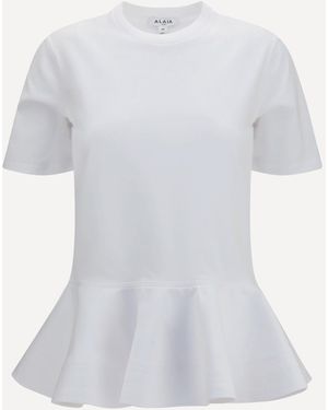 Alaïa Cotton Jersey Crinoline T-Shirt - White