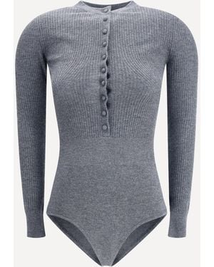 Self-Portrait Long-Sleeved Wool Bodysuit - Blue