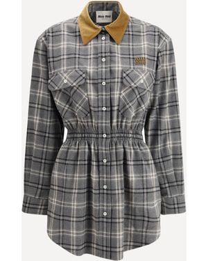 Miu Miu Flannel Mini-Dress - Grey