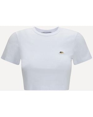 Fiorucci Angels Patch Cropped T-Shirt - Blue