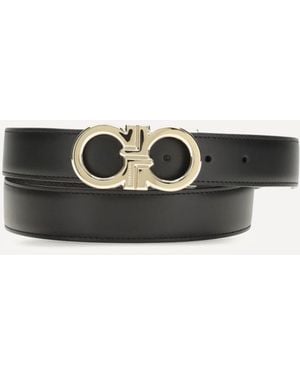 Ferragamo Cintura Reversibile E Regolabile Gancini - Bianco