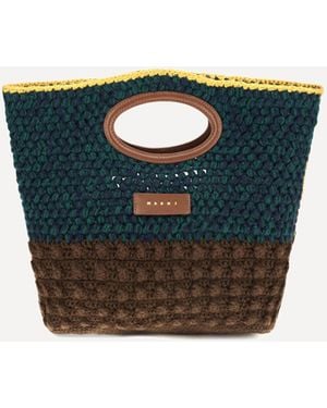 Marni Knotty Crochet Wool Handbag - Blue
