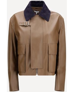 Loewe Cropped Nappa Leather Jacket - Brown
