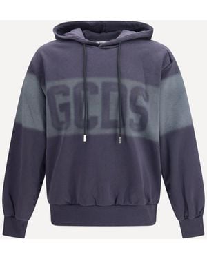 Gcds Spray Logo Hooded Sweatshirt - Blue