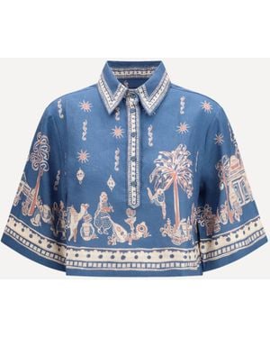 ALÉMAIS Acacia Cropped Shirt - Blue