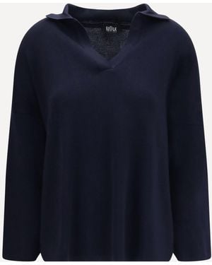 Ella Wool Polo Collar Jumper - Blue