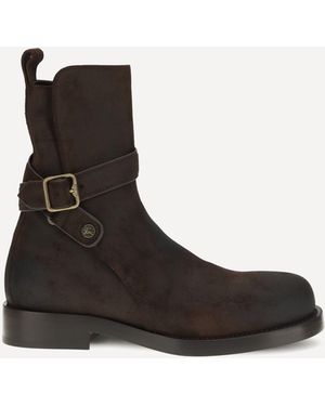 Burberry Ledger Jodphur Leather Boots - Black