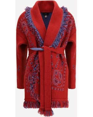 Alanui Bandana Jacquard Cardigan - Red