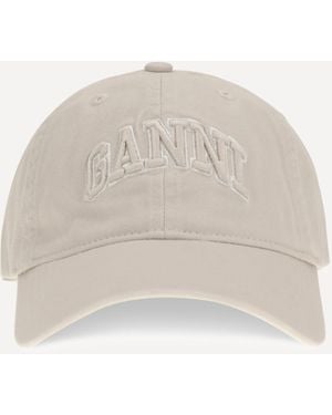 Ganni Canvas Cap With Logo - Natural