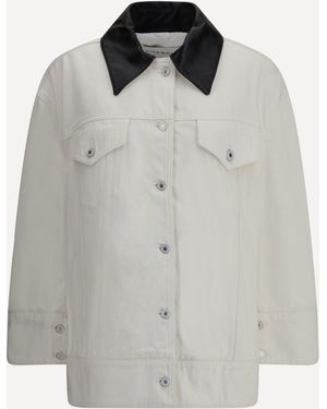 Givenchy Denim Jacket With Leather Collar - Gray
