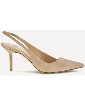 Francesco Russo Suede Slingback Court Shoes - Natural