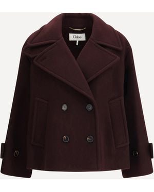 Chloé Oversized Double-Breasted Coat - Purple
