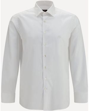 Etro Roma Cotton Shirt With Pegaso Logo - White