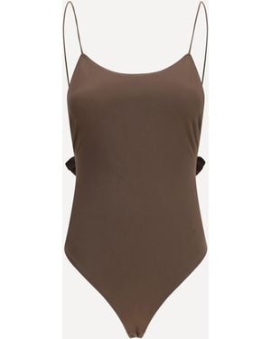 Jacquemus Cabana One-Piece Swimsuit With Ruffles - Brown