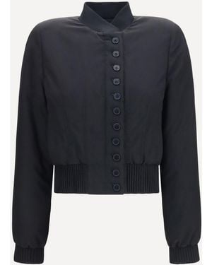 McQueen Bomber Con Bottoni E Cuciture A Vista - Blu