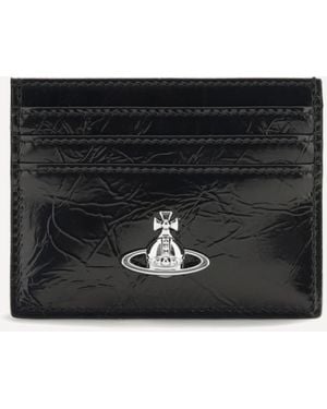Vivienne Westwood Leather Card Holder With Orb Logo - Black