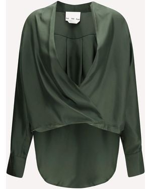 Sa Su Phi Silk Wrap Blouse - Green