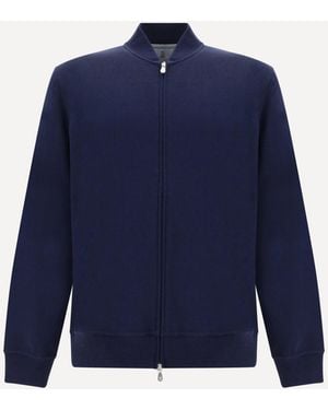 Brunello Cucinelli Cotton Zip Sweatshirt - Blue