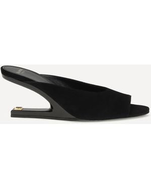 Balmain Suede Open-Toe Mules - White