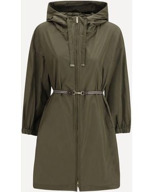 Max Mara Belted Hooded Raincoat - Green