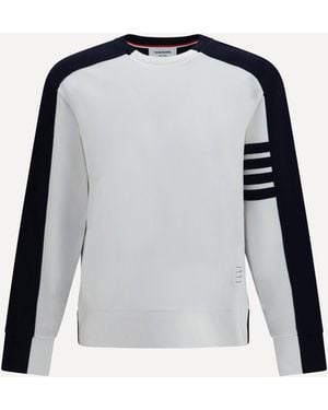 Thom Browne Colorblock Crewneck Sweatshirt With 4-Bar Detail - Black