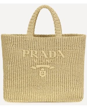 Prada Raffia Tote Bag - Natural
