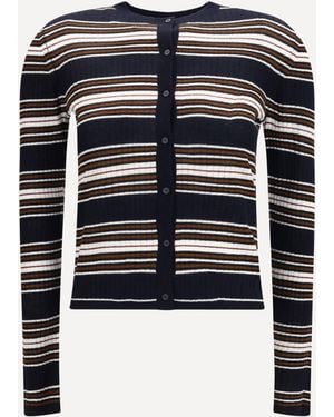 Max Mara Striped Silk And Wool Cardigan - Blue