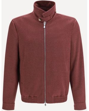 Brunello Cucinelli Wool Zip Jacket With High Collar - Red