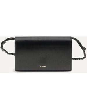 Jil Sander Tangle Wallet With Shoulder Strap - White