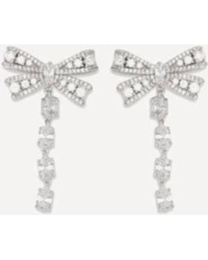 Self-Portrait Crystal Bow Drop Earrings - Natural