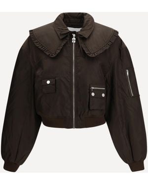 Ganni Duchesse Nylon Bomber Jacket - Black