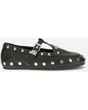 Ganni Mary Jenny Studded Ballerinas - White
