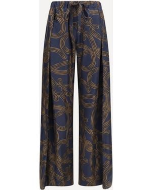 Loewe Lightweight Printed Silk Twill Trousers - Blue