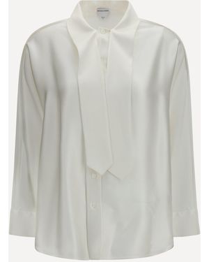 Bottega Veneta Oversized Fluid Silk Satin Shirt - White