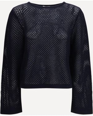 Allude Perforated Boatneck Jumper - Blue