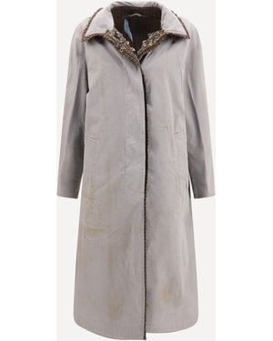 Prada Cappotto Monopetto Reversibile Con Dettagli Gocce - Grigio