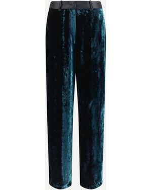 forte_forte Forte_Forte Moiré Velvet Tuxedo Trousers - Blue