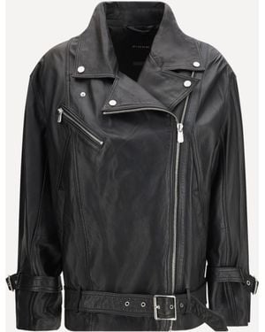 Pinko Leather Biker Jacket - Black
