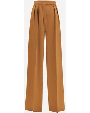 Max Mara Wide Camel Drap Pants - Natural