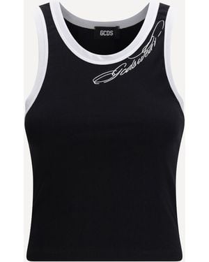 Gcds Cropped Sleeveless Tank Top - Black
