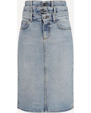 Fiorucci Midi Denim Skirt With Triple Layer - Blue