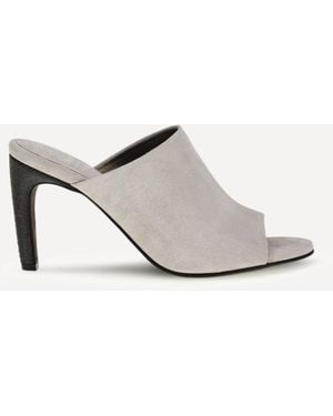 Brunello Cucinelli Suede Mules With Precious Heels - White