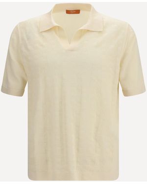 Cruna Levanti V-Neck Knit T-Shirt - Natural